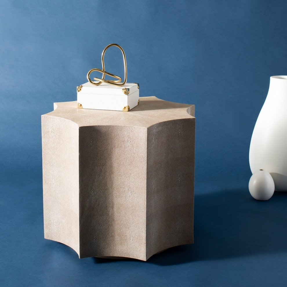 Robyn Faux Shagreen End Table Natural   Transitional   Side Tables And End Tables   by Virgil Stanis Design  Houzz