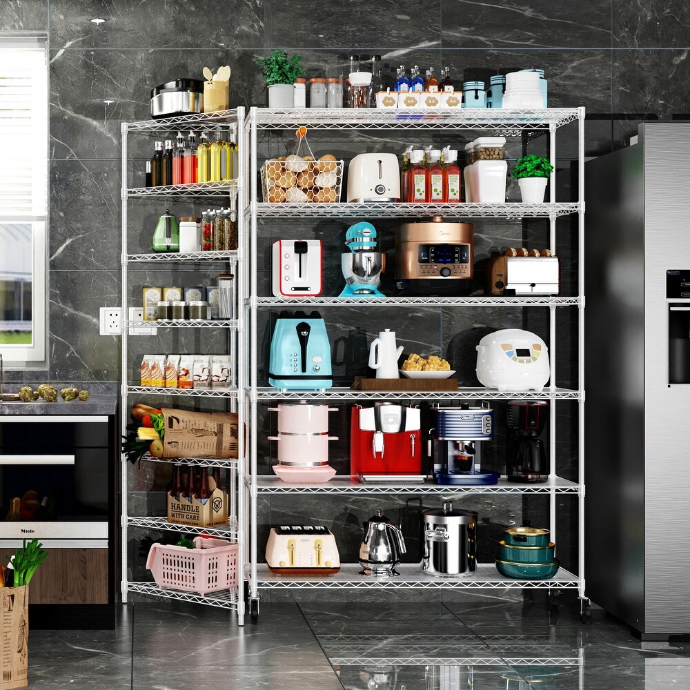 6 Tier 6000lbs Capacity NSF Metal Shelf Wire Shelving Unit with Wheels and Liners for Kitchen  Garages