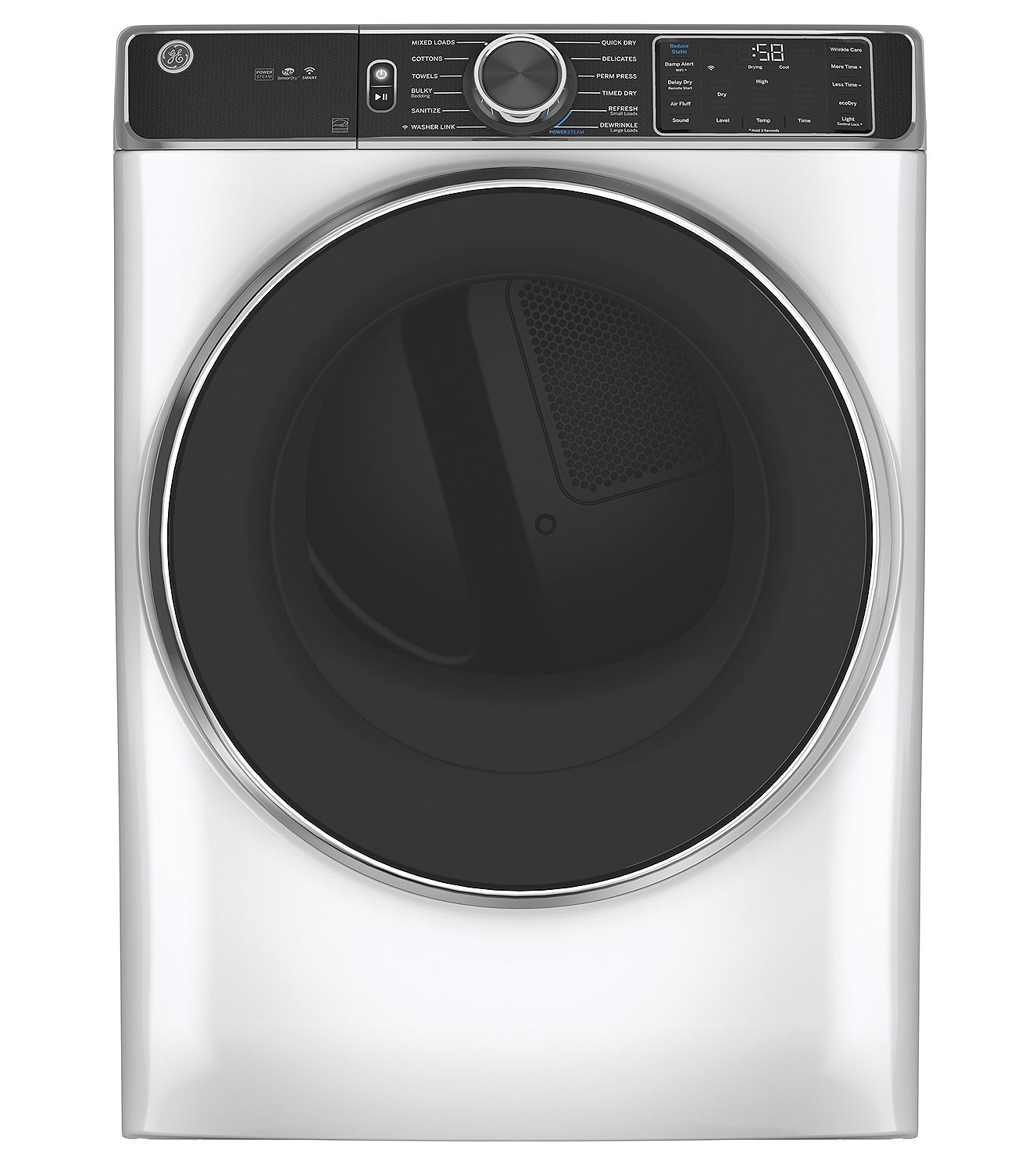 GE ADA 7.8 Cu. Ft. White Smart Front Load Gas Dryer With Steam And Sanitize Cycle