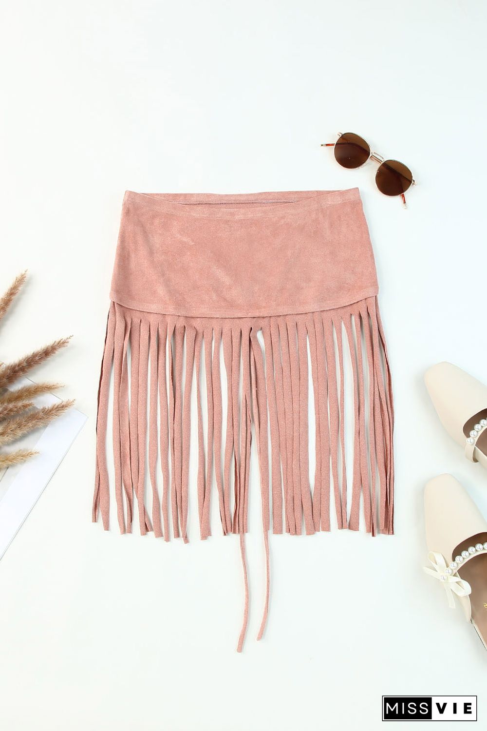 Pink Tassel Drawstring Bandeau Crop Tank Top