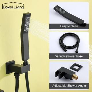 Boyel Living Single-Handle Wall Mount Roman Tub Faucet with Hand Shower in Matte Black SMD-88022B