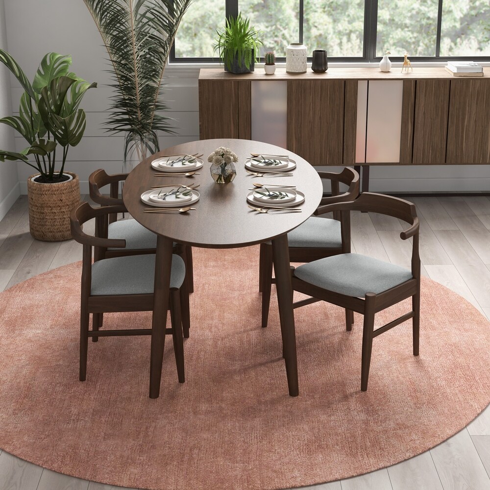 Rexus Modern Solid Wood Oval Dining Table and Chair Set Dining Room Furniture Set