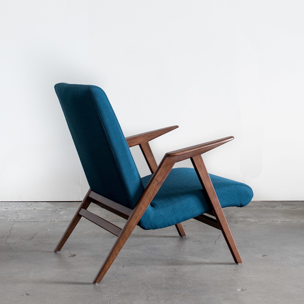 Charlene Accent Chair in Walnut with Upholstered Seat   Midcentury   Armchairs And Accent Chairs   by Gingko Furniture  Houzz