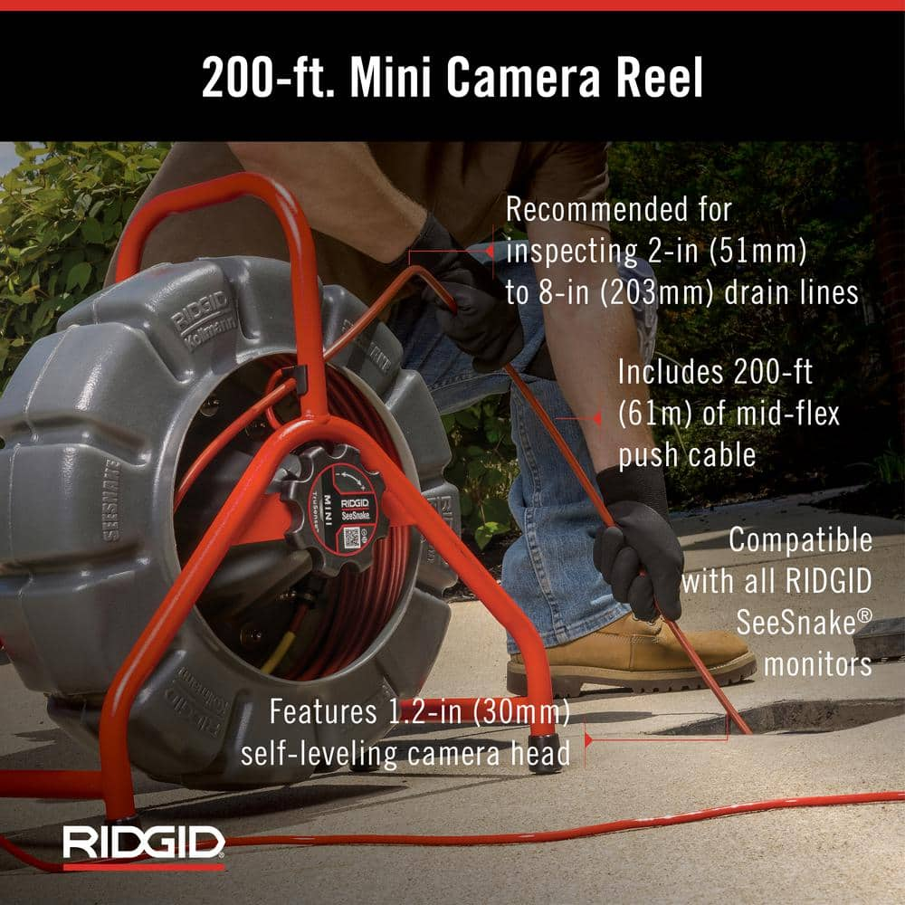 RIDGID SeeSnake Mini Sewer/Drain/Pipe Inspection Camera Reel (200 ft. Cable for 1-1/2 in.- 8 in. Lines), TruSense Technology 63628