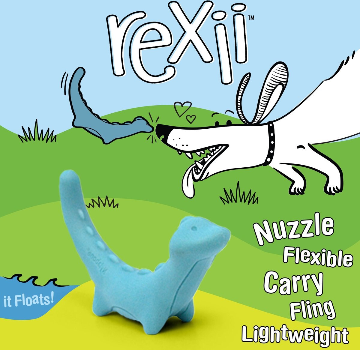 Nylabone Creative Play Rexii Dinosaur Interactive Dog Toy， Blue