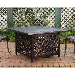 Fire Sense Sedona 42 in. x 24 in. Square Aluminum Propane Fire Pit Table in Antique Bronze 62527