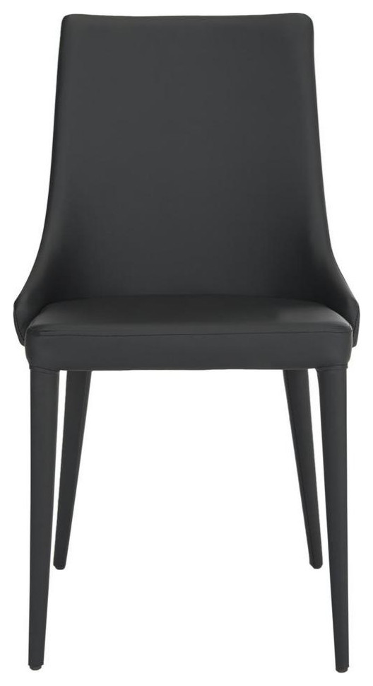 Maysa 19 quotH Leather Side Chair  Set of 2  Black   Midcentury   Dining Chairs   by V.S.D Furniture  Houzz