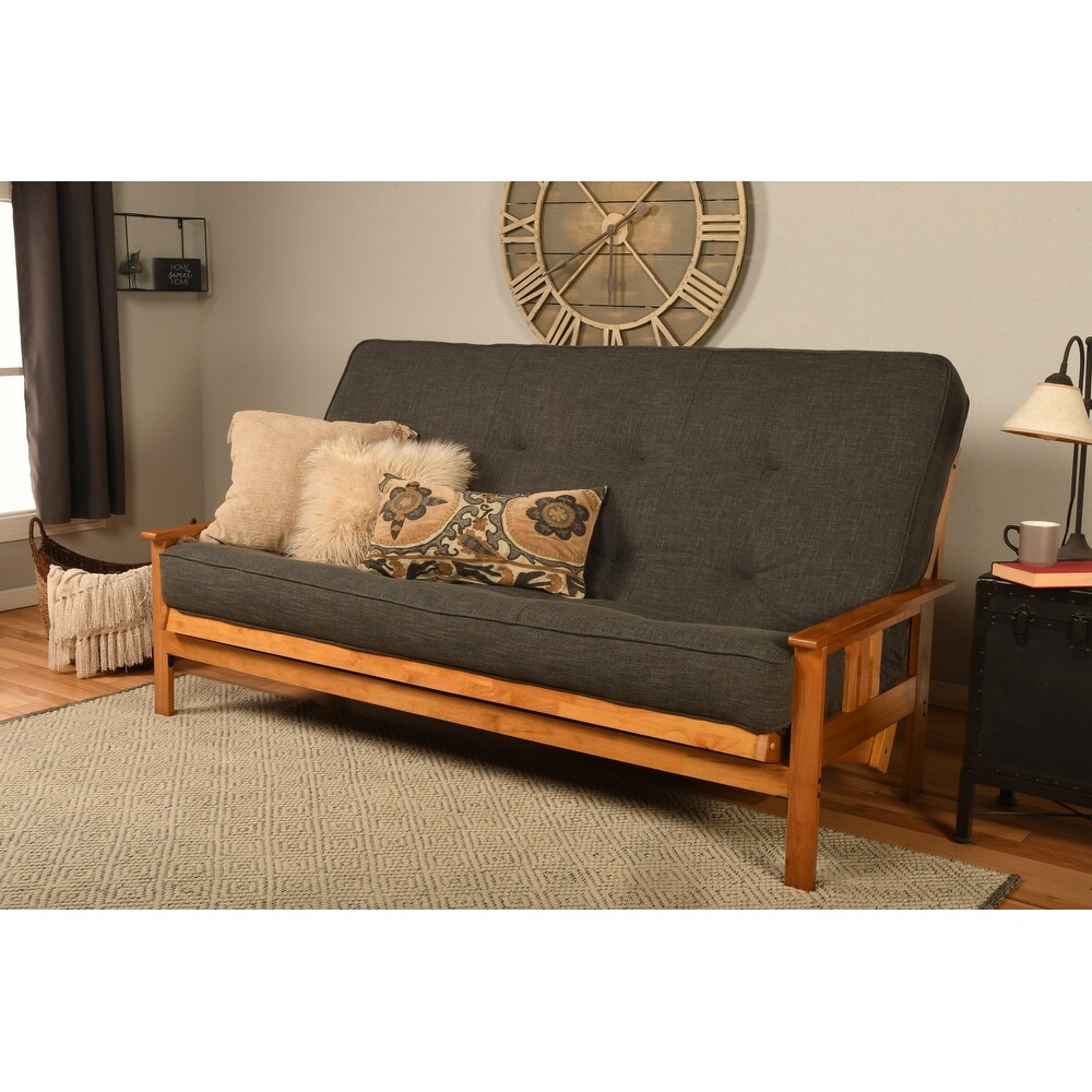 Somette Monterey Queen size Full size Futon Set in Butternut Finish with Linen Mattress