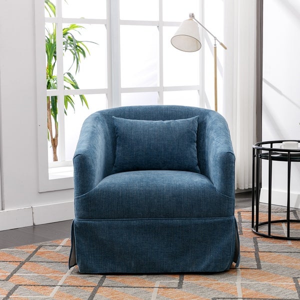 360-degree Swivel Accent Armchair Linen Blend Single Sofa， Living Room Bedroom Reading Sofa