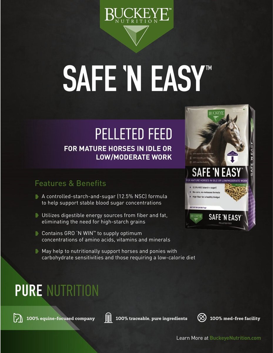 Buckeye Nutrition Safe N' Easy Pelleted Molasses-Free Horse Feed