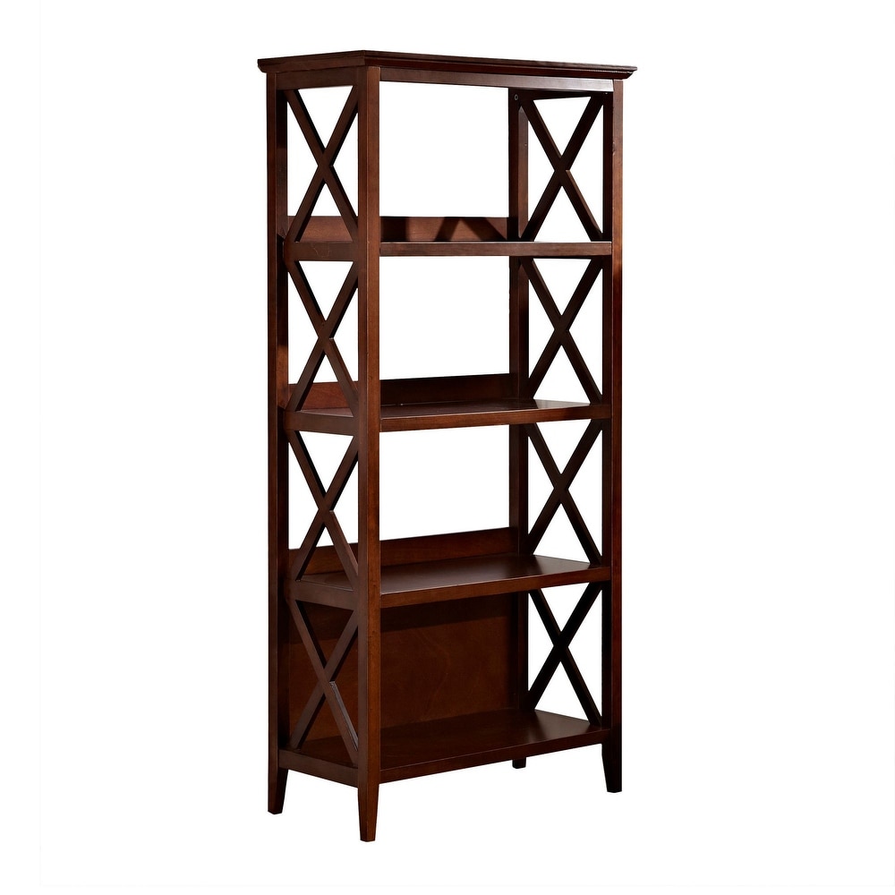 Contemporary Walnut 4 shelf Tiered Bookcase