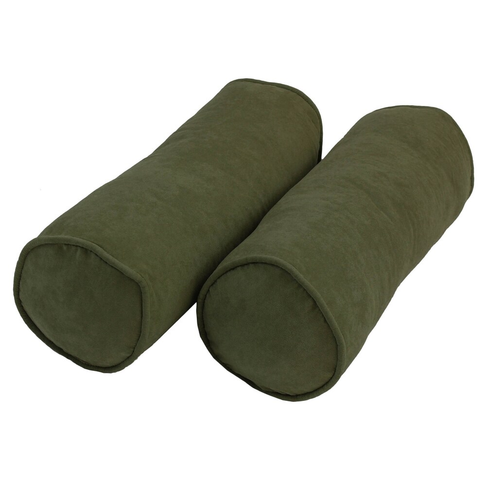 20 inch by 8 inch Corded Microsuede Bolster Pillows (Set of 2)