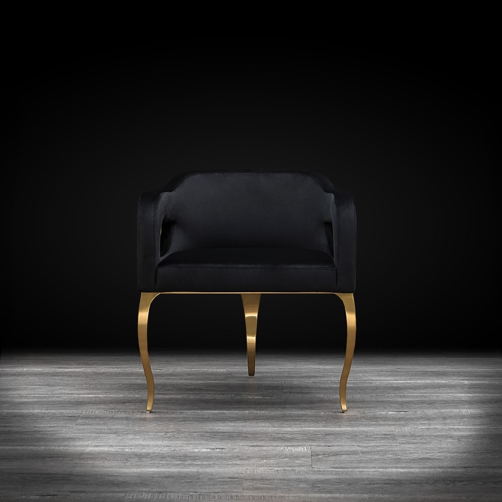 Caprice Brushed Titanium Gold Dining Chair  Black