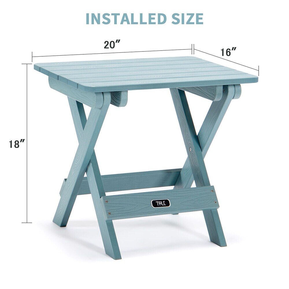 Adirondack Portable Folding Side Table Square Fade Resistant Plastic Wood Table Outdoor