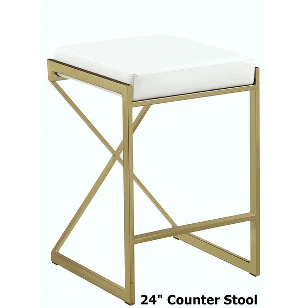 Chic Euro Design Gold Frame with White Upholstered Seat Stool