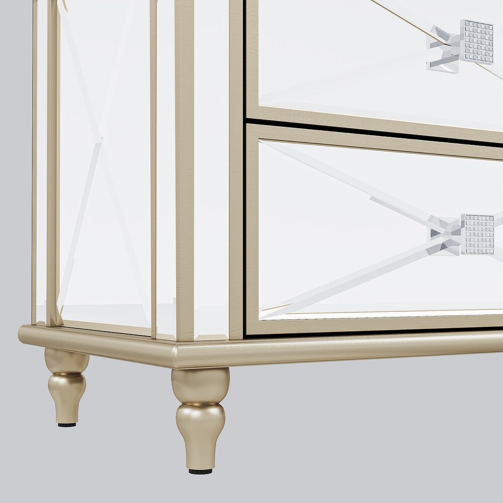 Modern 6 Drawer Mirrored Storage Chest Dresser Sideboard Cabinet