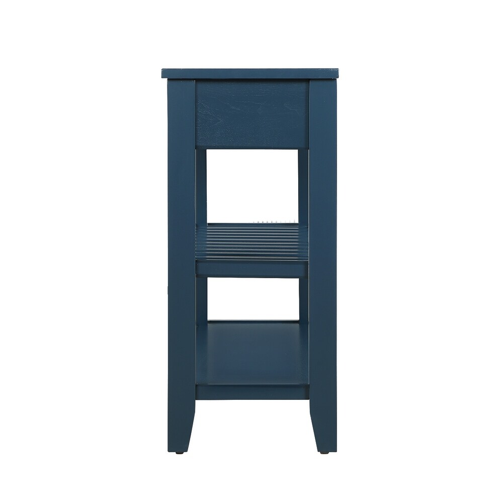 Wood Console Table Entryway Sofa Table with Storage Shelves  Navy Blue