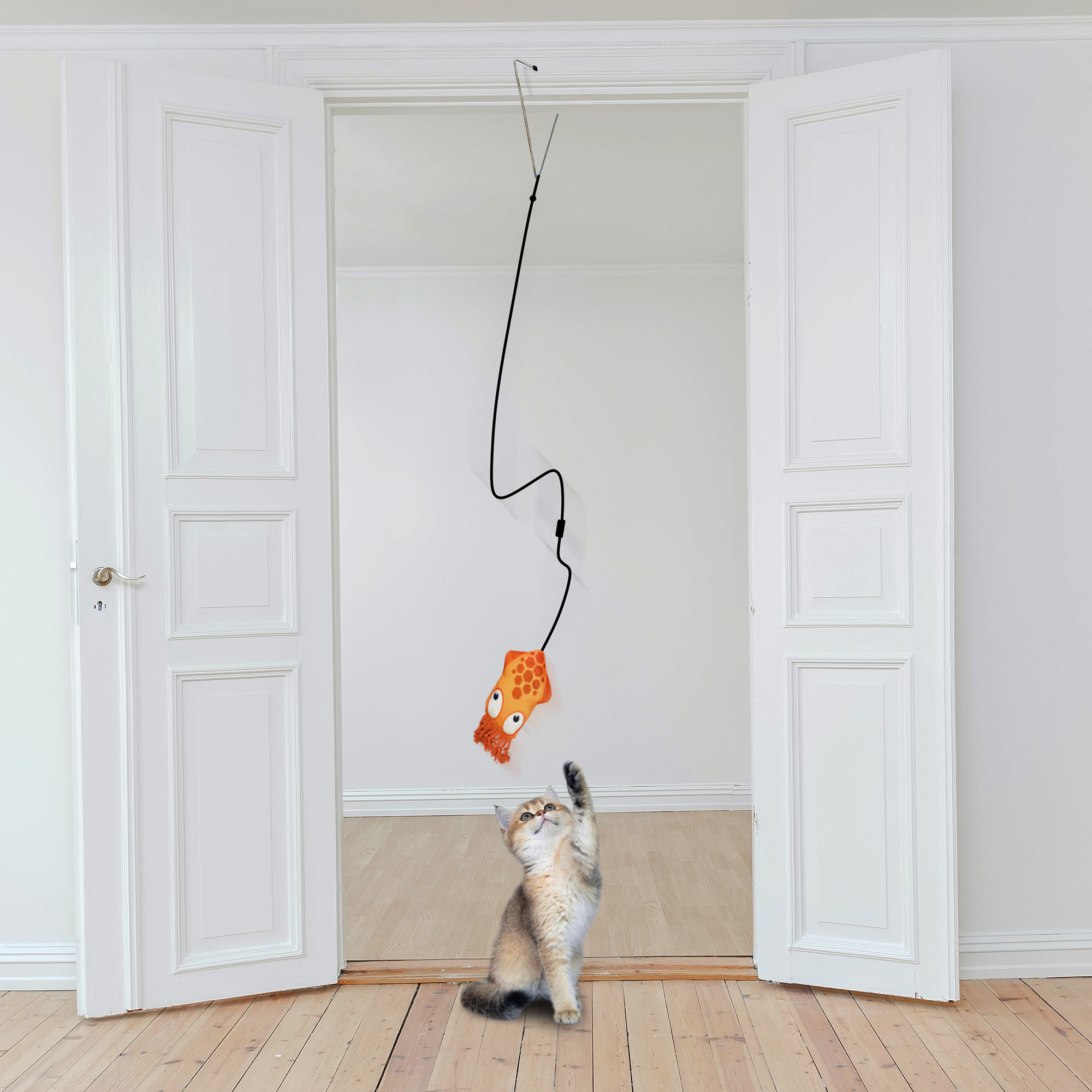 Meowijuana Jump n Jamb - Deep Sea Squid Door Hanger Cat Toy， Medium