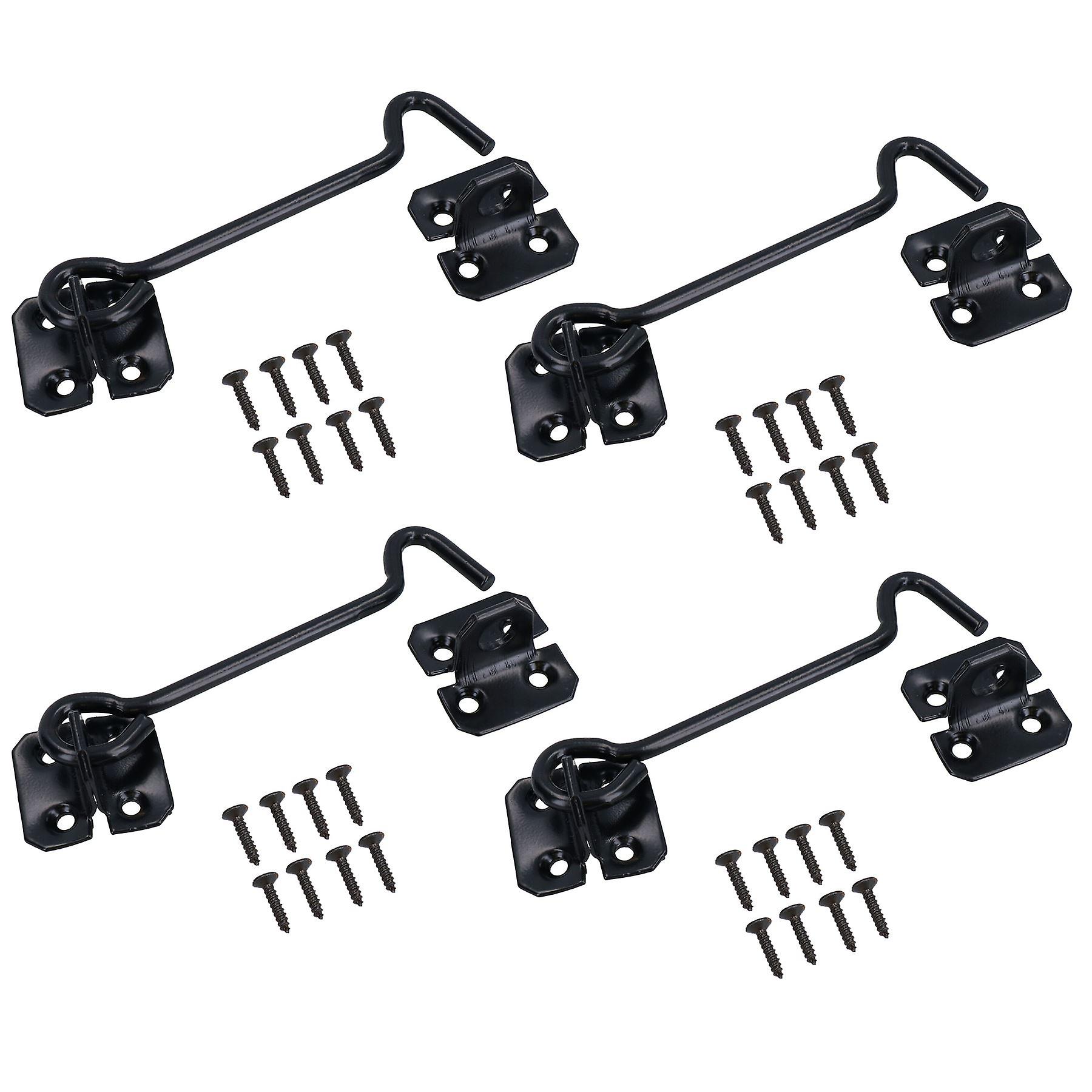 6” Cabin Hook Eye Latch Lock Catch Hold Back For Sheds Gates Hatches 4 Pack