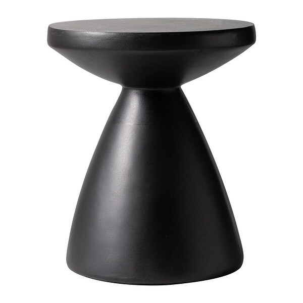 Modern Round Side Table Fiberstone Accent Table with Pedestal Base Dune Series by LeisureMod