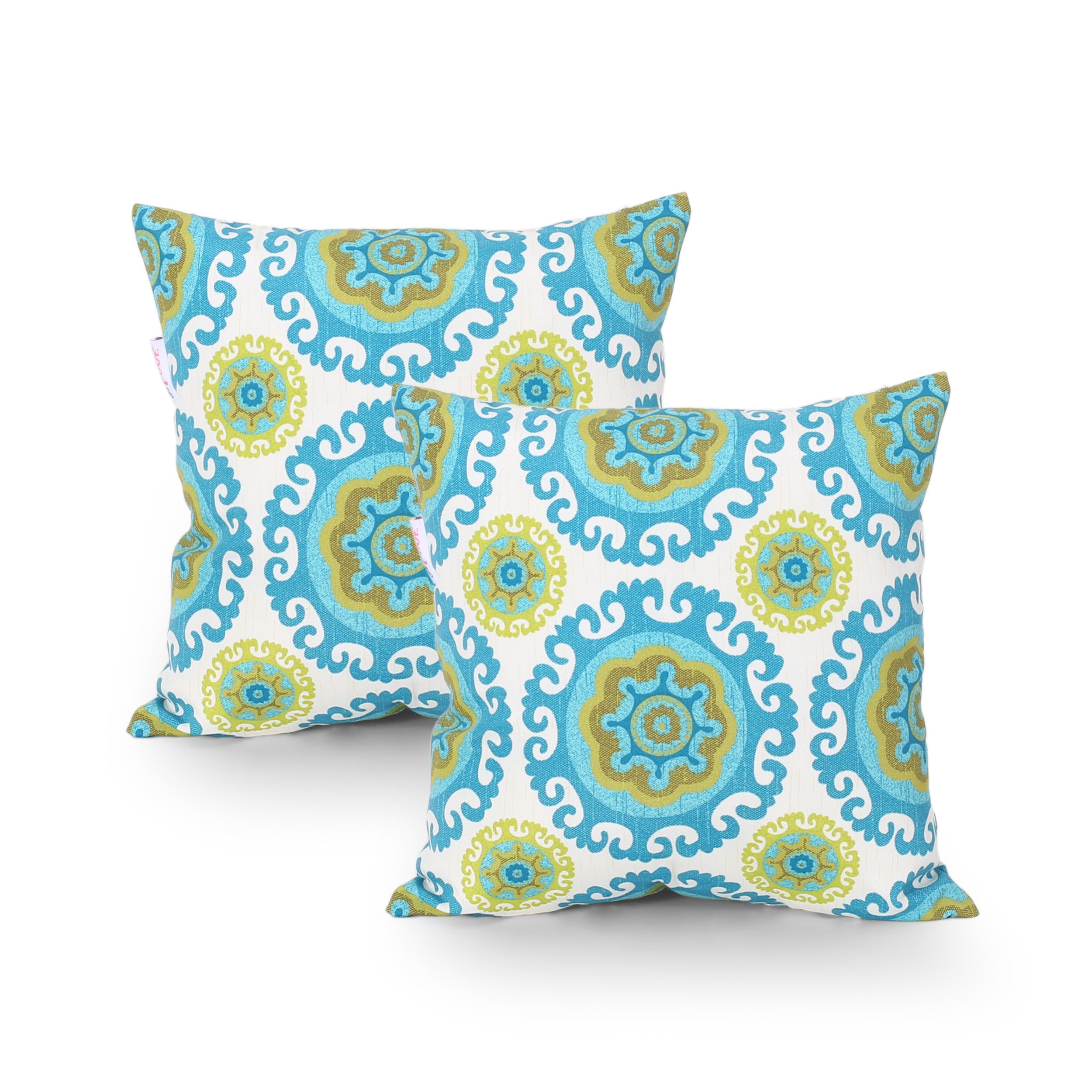 Moiz Outdoor Modern Square Water Resistant Fabric Pillow (Set of 2)