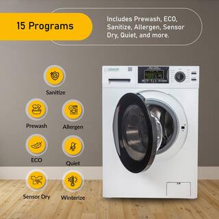 EQUATOR ADVANCED Appliances 1.62 cu.ft. Pet Compact 110V VentedVentless 15 lbs Sani Washer Dryer Combo 1400 RPM in White EZ 4600 W