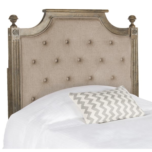 SAFAVIEH Rustic Wood Taupe Tufted Linen Headboard (Twin) - - 16391265