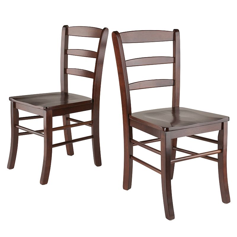 Set of 2 Antique Walnut Ladder Back Dining Hall Chair 34.5