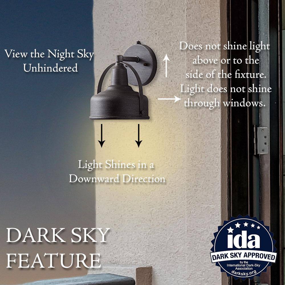 Hampton Bay Hampton Bay 9 in. Weathered Pewter Dusk to Dawn Integrated LED Outdoor Line Voltage Wall Sconce HB7058-304