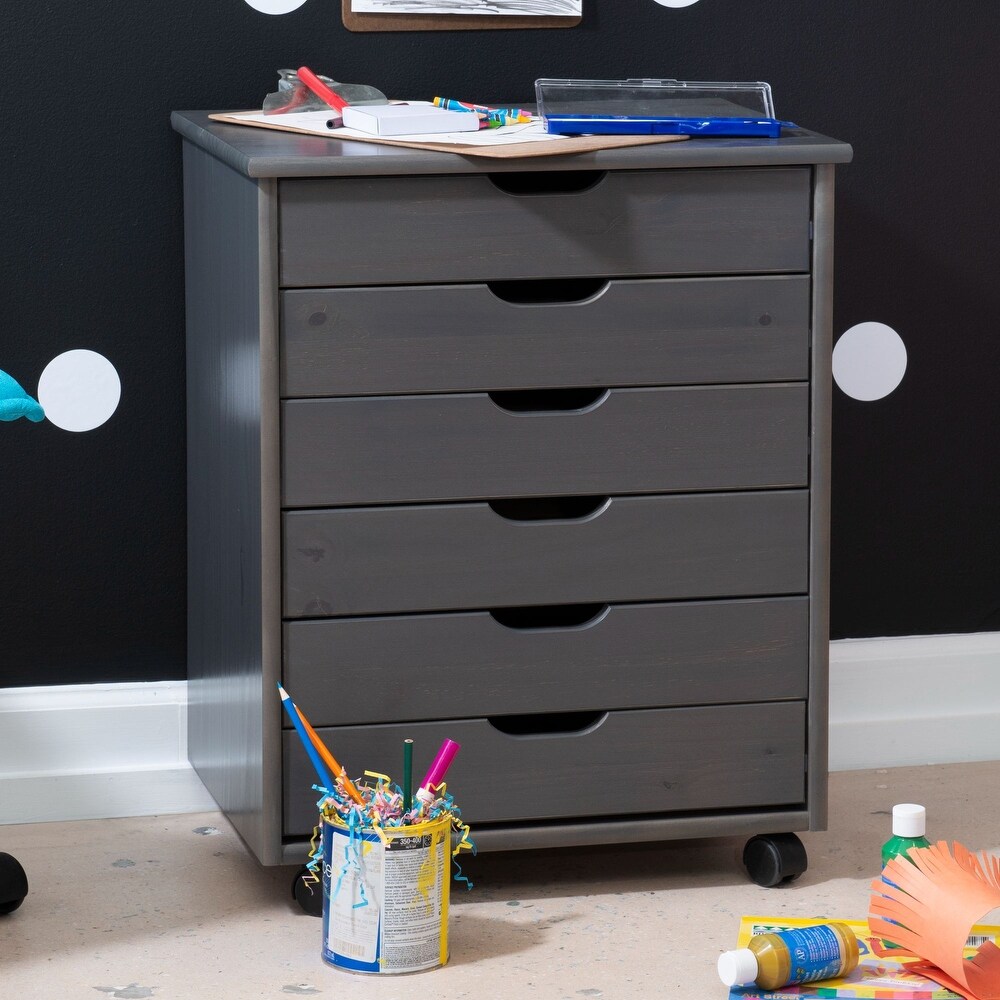 25.25” Gray Wide Rolling Storage Cabinet with 6 Drawer