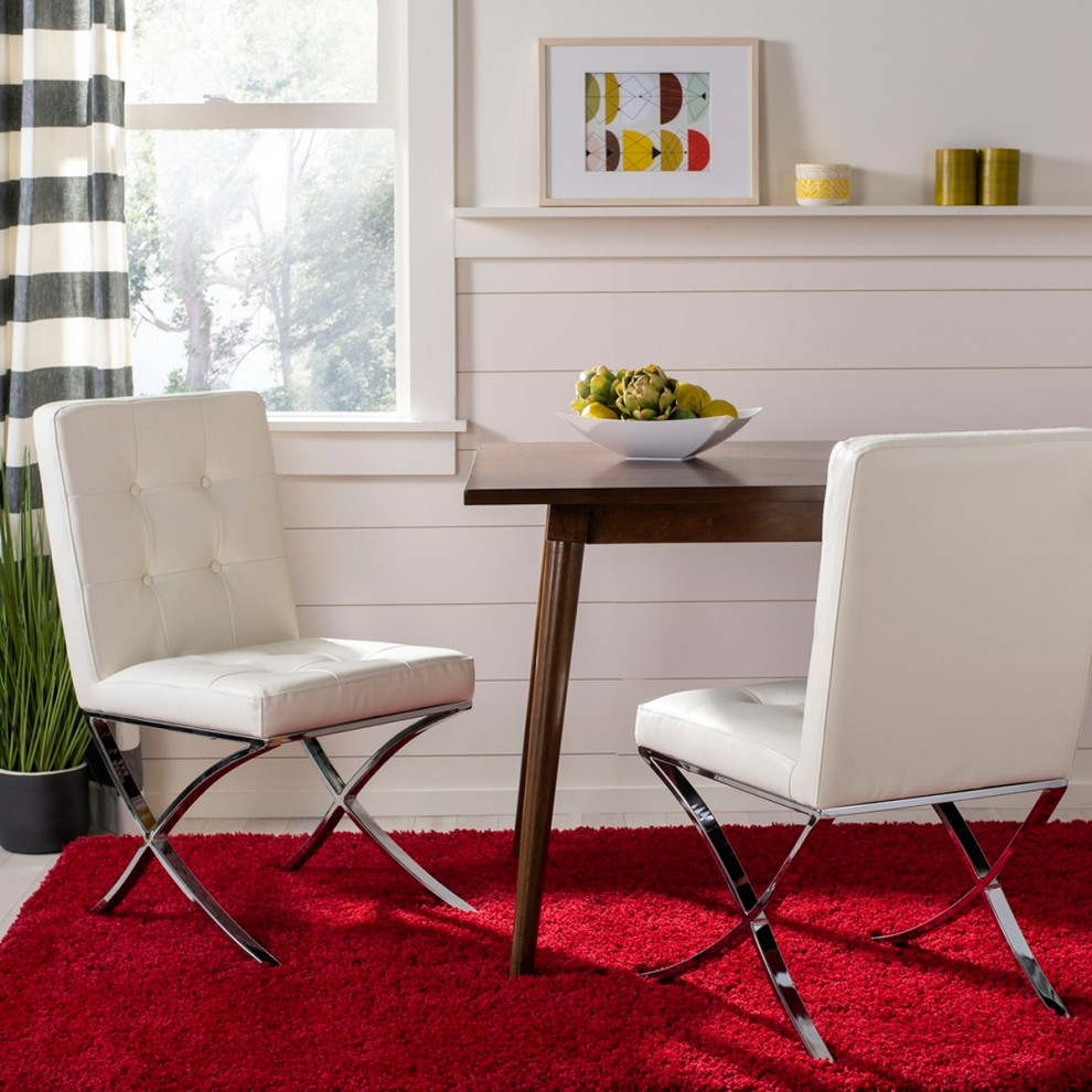 Slader Tufted Side Chair White Chrome Set of 2   Modern   Armchairs And Accent Chairs   by Virgil Stanis Design  Houzz