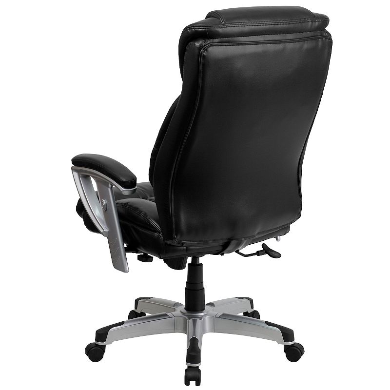 Emma and Oliver 400 lb. Big and Tall High Back Black Fabric Ergonomic Office Chair-Silver Arms