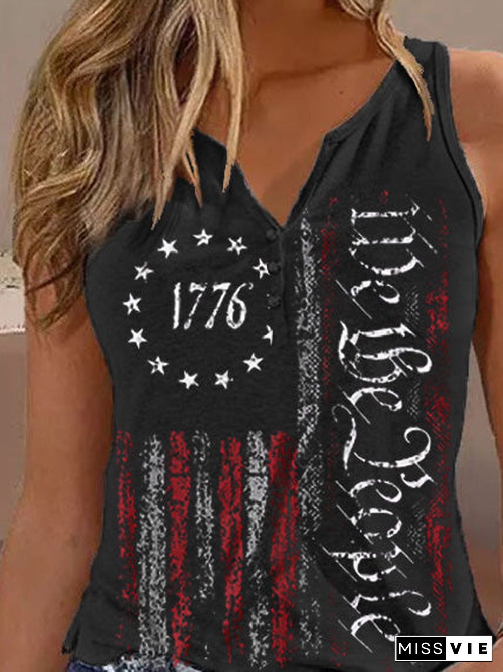 Women'S Tank Tops Casual Print V-Neck Sleeveless Tank Top