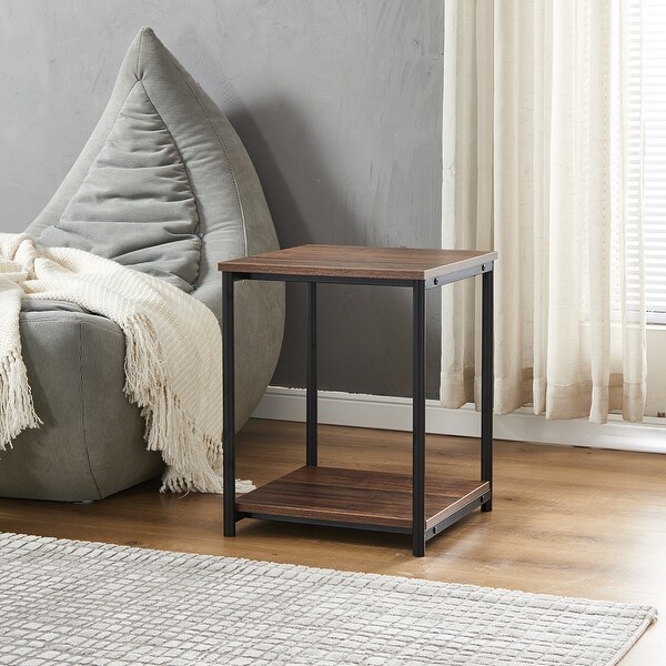 Retro Tall Frame Side Table With Shelves