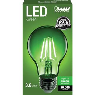 Feit Electric 25-Watt Equivalent A19 Medium E26 Base Dimmable Filament Green Colored LED Clear Glass Light Bulb (12-Pack) A19TGLED12