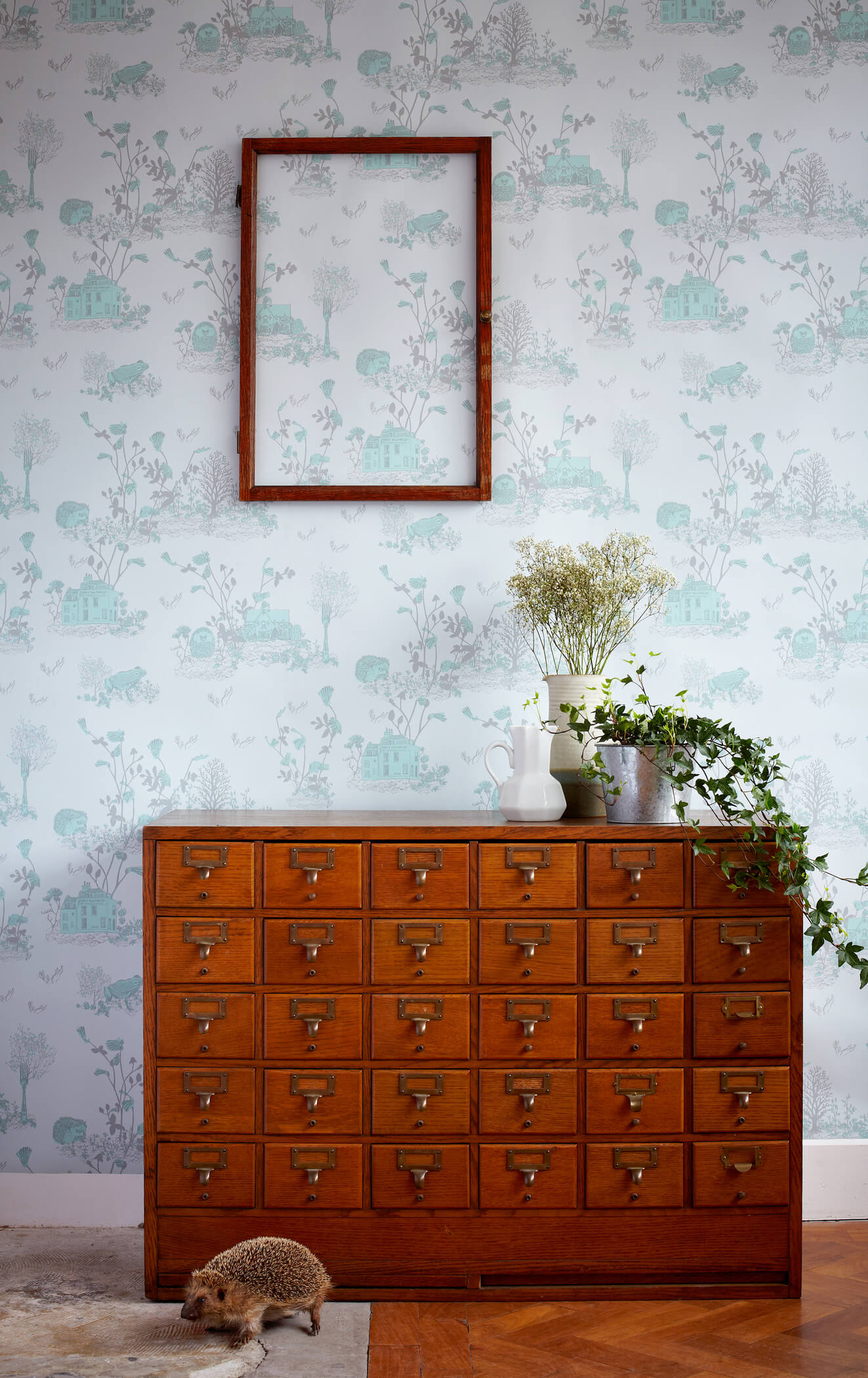 Classic Woodlands Wallpaper in Blue and Green