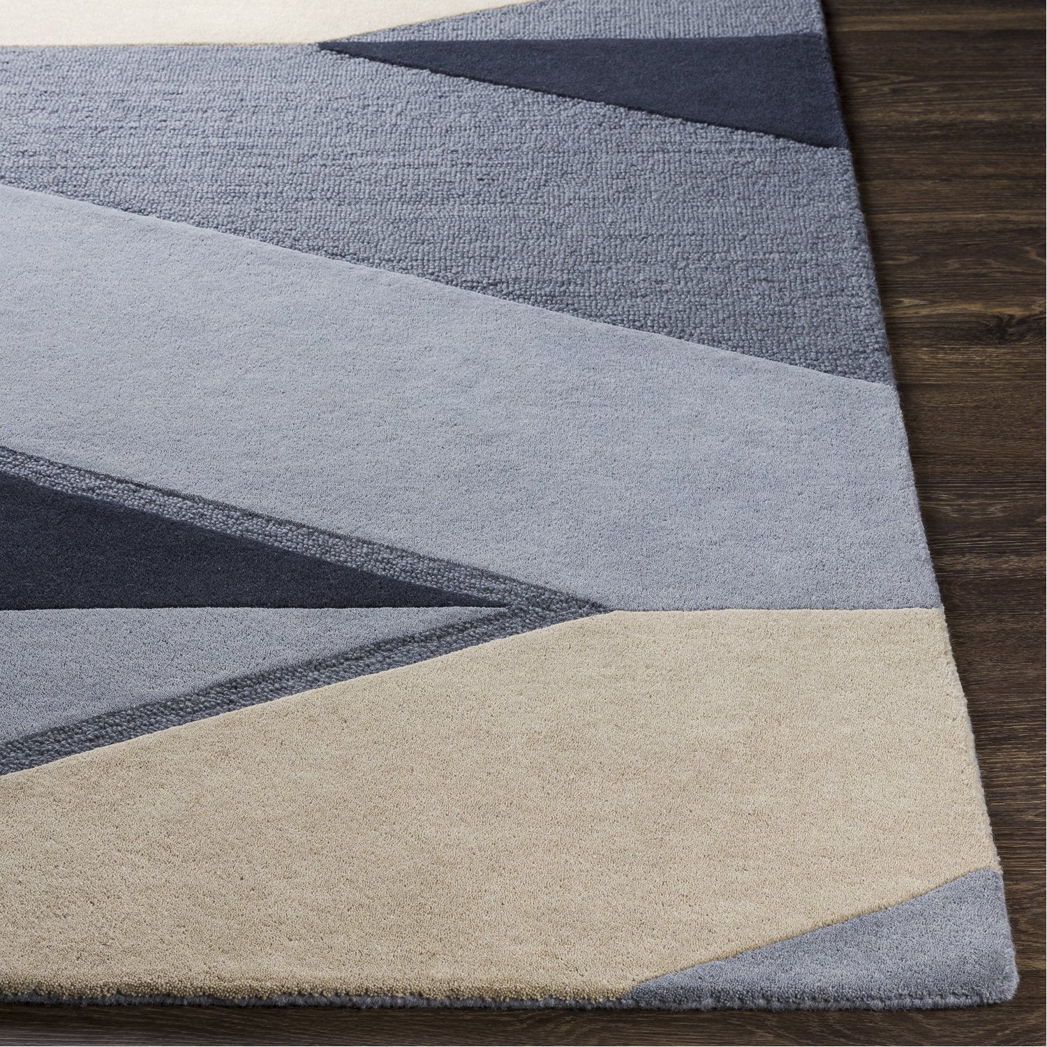 Kennedy Hand Tufted Rug in Navy, Taupe, Khaki, Charcoal, Denim