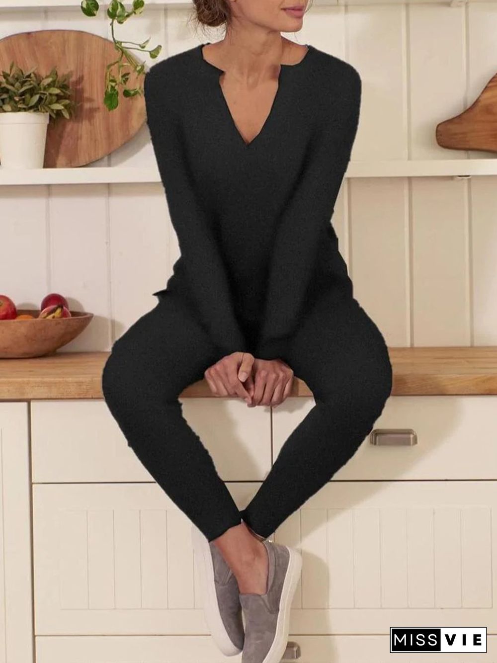 Plain Long Sleeve Pockets Plus Size Casual Jumpsuit