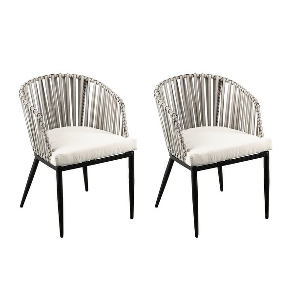 SEI Furniture Millie AllWeather black Metal Gray Wicker Patio Chairs with Cushions and Deep Seating (Set of 2)