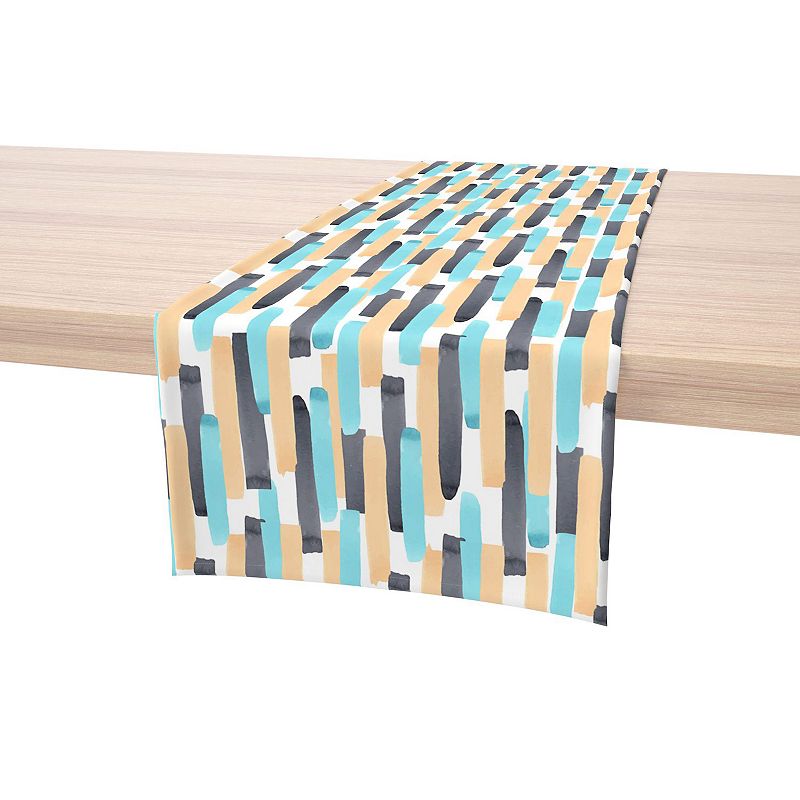 Table Runner， 100% Cotton， 16x72， Geometric Brush Stroke Stripe