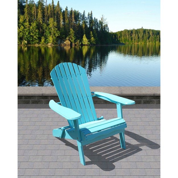 Northbeam Outdoor Lawn Garden Portable Foldable Wooden Adirondack Accent Chair Deck Porch Pool And Patio Seating With 250 Pound Capacity Teal