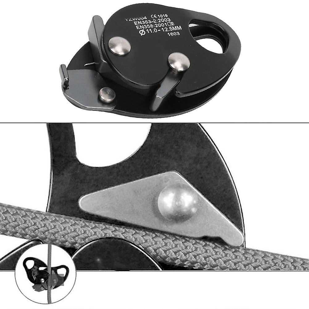 Self-braking Stop Descender Clamp Grab Rescue Rappel Ring Climbing Gear For 11-12.5mm Ropeblack