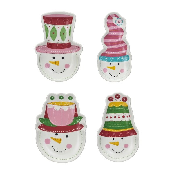 Stoneware Snowman with Hat Dish，Set of 4