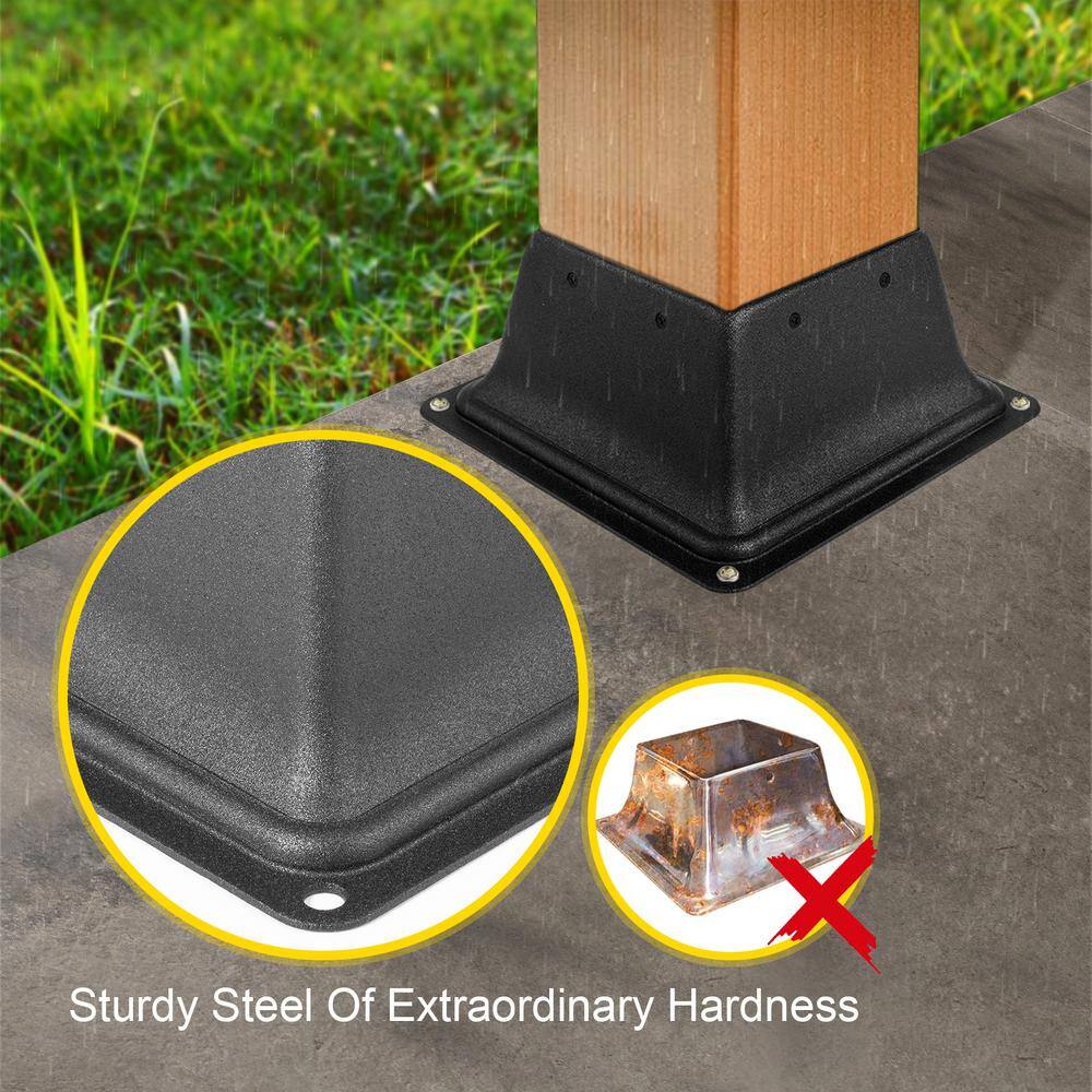 VEVOR 4 in. x 4 in. Deck Post Base Post Base Skirt Deck Post Skirt Black Powder-Coated Decking Post Base (10-Pieces) LJJDZMZDZHS10PCS1V0