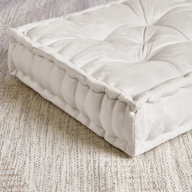 Oversized Square Tufted Floor Pillow In Faux Velvet Fabric By Sweet Home Collection