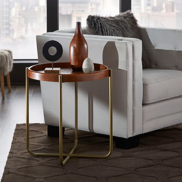 Herman End Table Metal And Wood Gold Finish Inspire Q