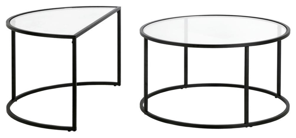 Luna Round  ampDemilune Nested Coffee Table in Blackened Bronze   Contemporary   Coffee Tables   by BisonOffice  Houzz