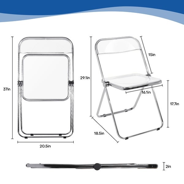 Modern Transparent Acrylic Folding Chair with Metal Frame