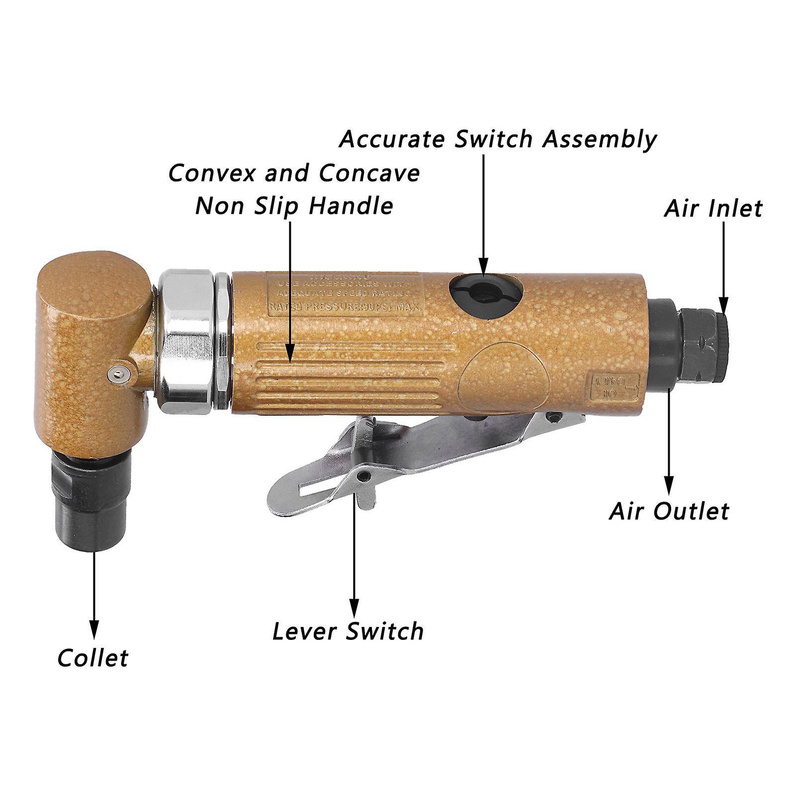 Air Die Grinder 1/4in 20000rpm Pneumatic Powered Polisher Tool Set Kit For Grinding， Deburring， Polishing， Shaping Of Metal Parts， Wood Components[us