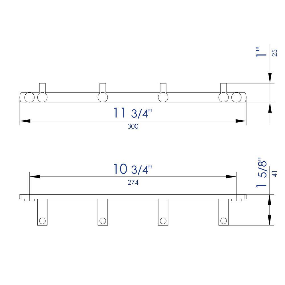 ALFI BRAND Quadruple J-Hook Robe Hook in Black Matte AB9528-BM